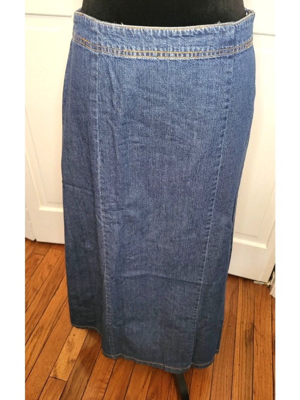 Basic Editions Chambray Denim Medium Wash Maxi Skirt 4 Cottage Boho Western